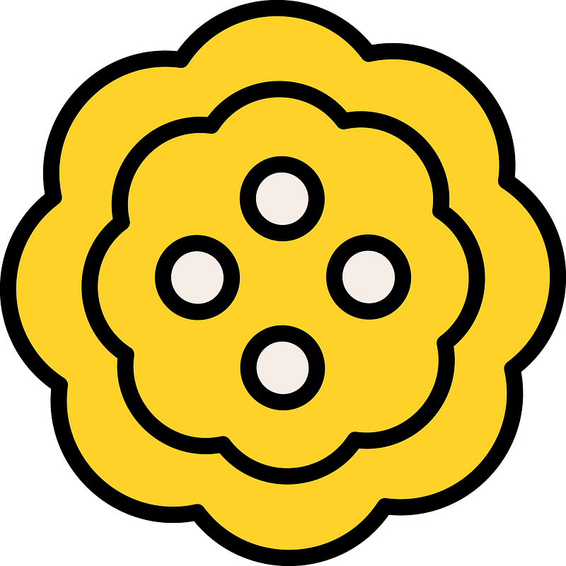 Yellow flower-shaped button with four holes