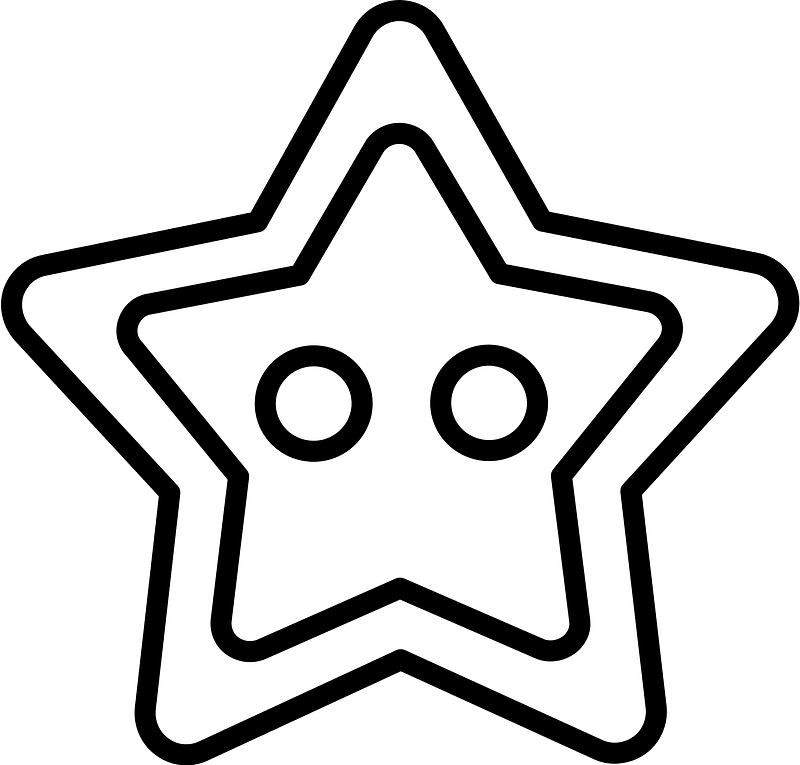 White star-shaped button with two holes