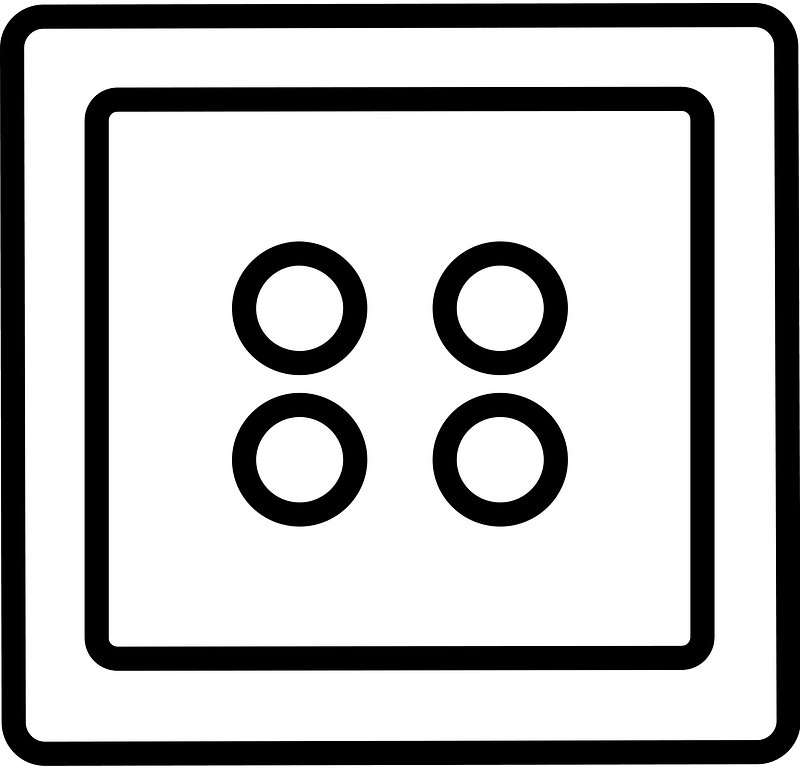White square button with four holes