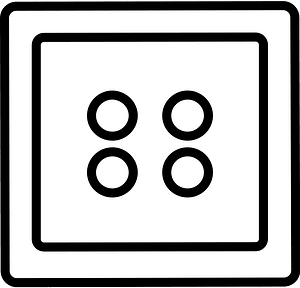 White square button with four holes