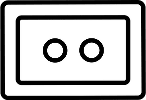 White rectangle button with two holes