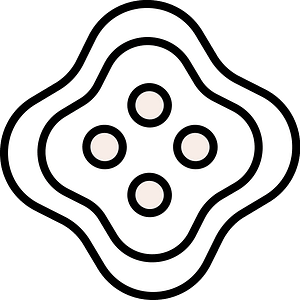 White quatrefoil-shaped button with four holes