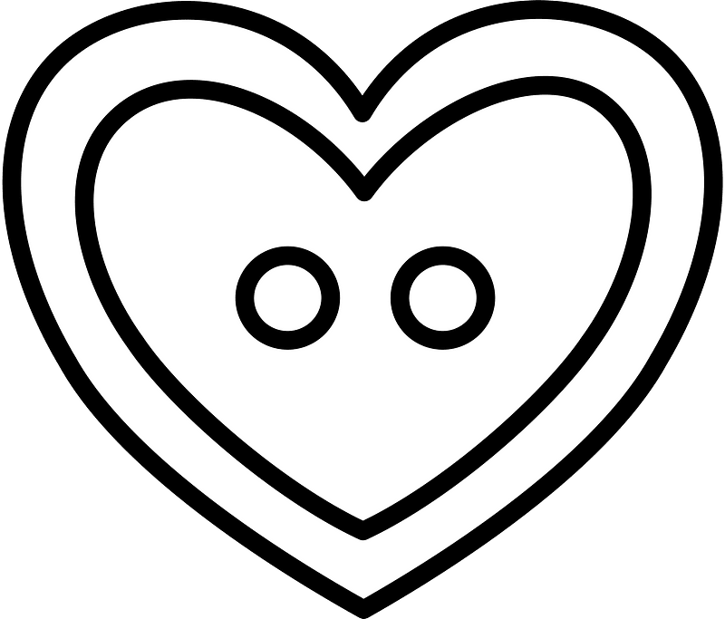 White heart-shaped button with two holes