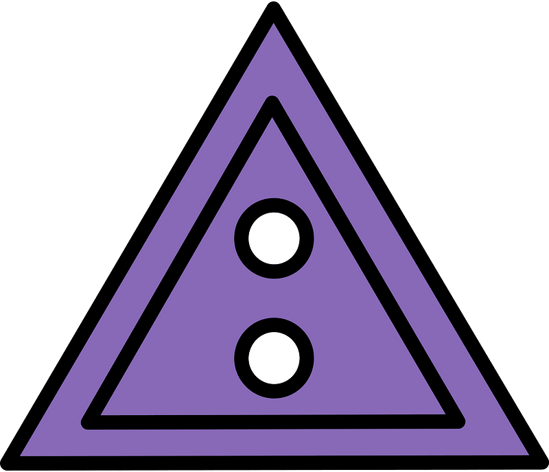 Violet triangular button with two holes