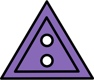 Violet triangular button with two holes