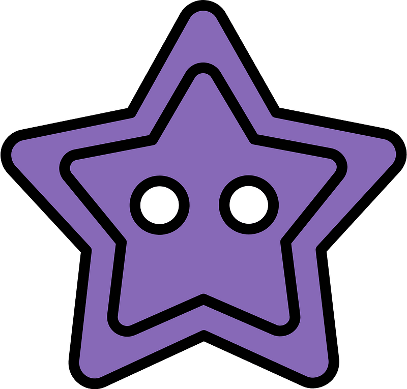 Violet star-shaped button with two holes