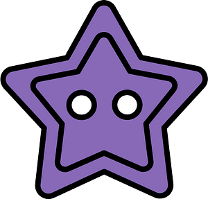 Violet star-shaped button with two holes