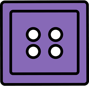 Violet square button with four holes