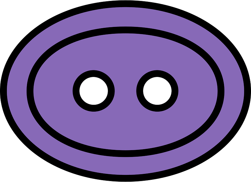 Violet oval button with two holes