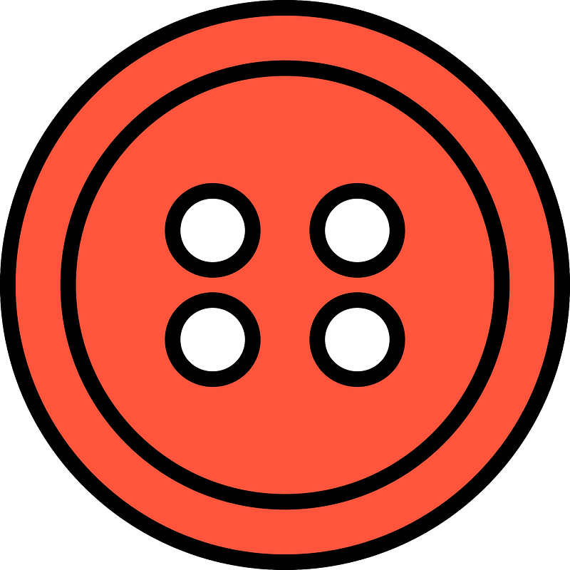 Vermilion round button with four holes