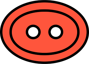 Vermilion oval button with two holes