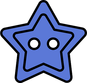 Ultramarine star-shaped button with two holes