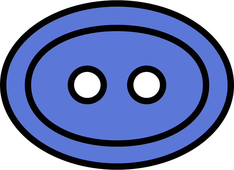 Ultramarine oval button with two holes