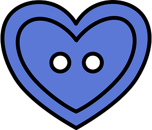 Ultramarine heart-shaped button with two holes