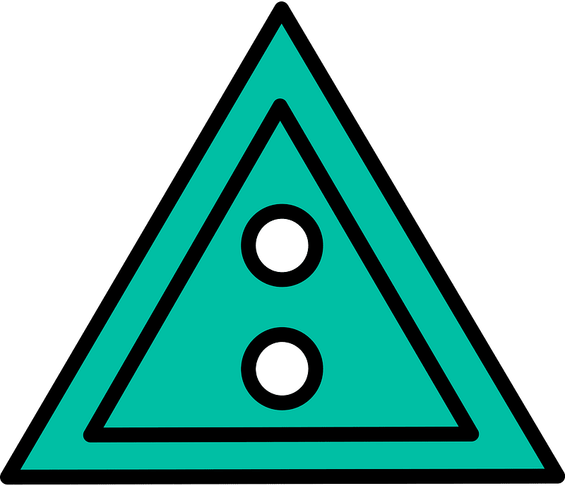 Teal-Green triangular button with two holes