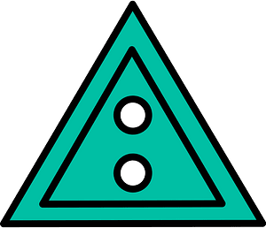 Teal-Green triangular button with two holes