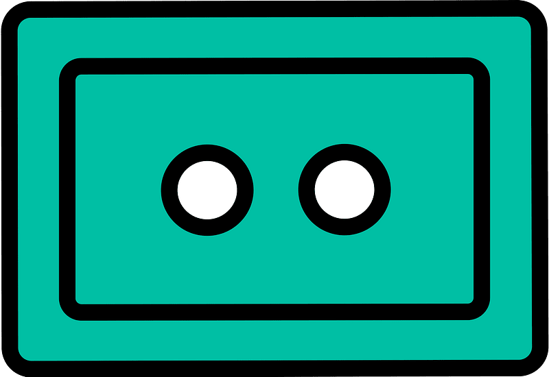 Teal-Green rectangle button with two holes