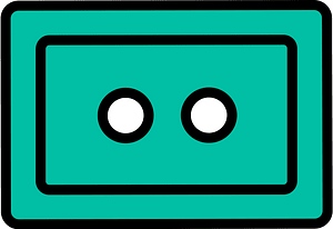 Teal-Green rectangle button with two holes