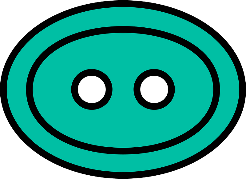 Teal-Green oval button with two holes