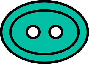 Teal-Green oval button with two holes