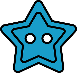Teal-Blue star-shaped button with two holes