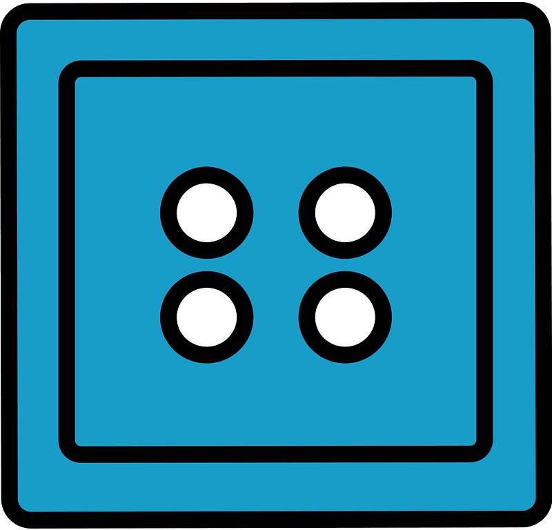 Teal-Blue square button with four holes