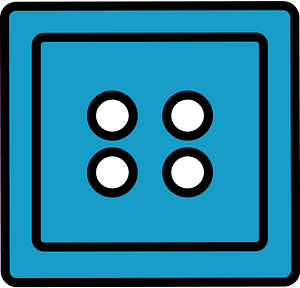 Teal-Blue square button with four holes