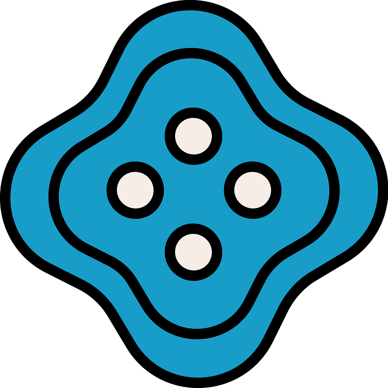 Teal-Blue quatrefoil-shaped button with four holes