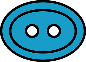 Teal-Blue oval button with two holes