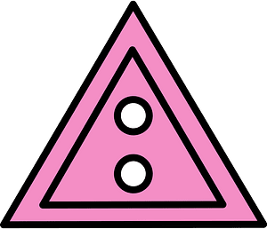 Purple triangular button with two holes
