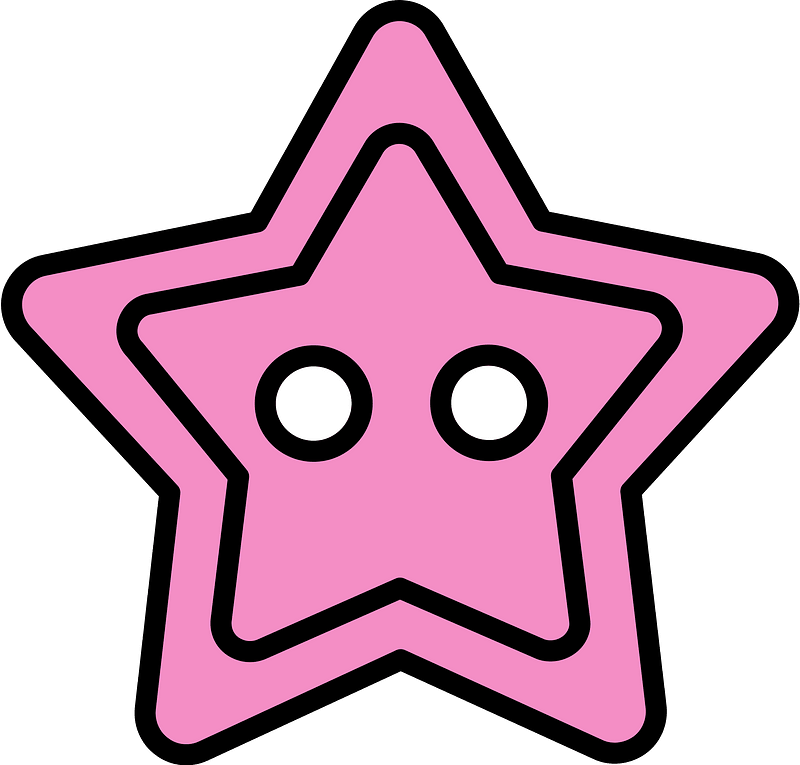 Purple star-shaped button with two holes