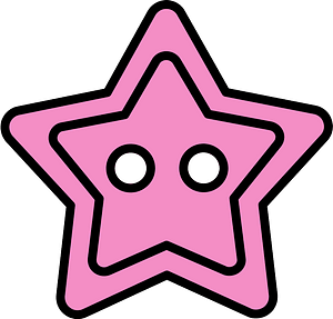 Purple star-shaped button with two holes