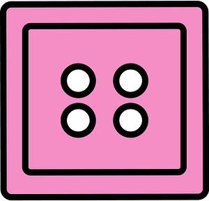 Purple square button with four holes
