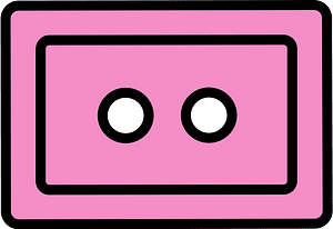 Purple rectangle button with two holes