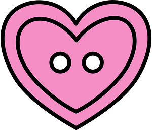 Purple heart-shaped button with two holes