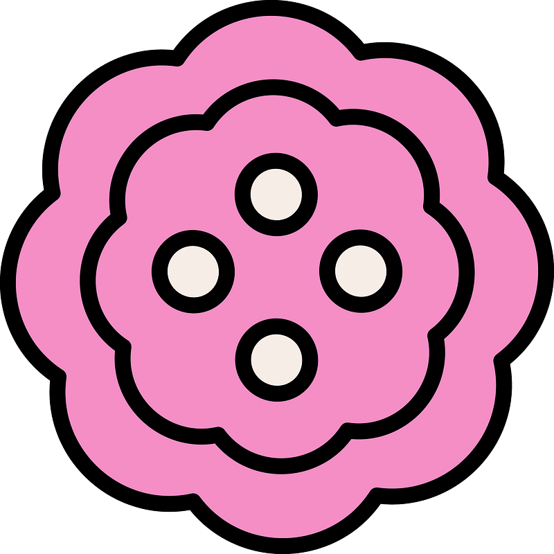 Purple flower-shaped button with four holes