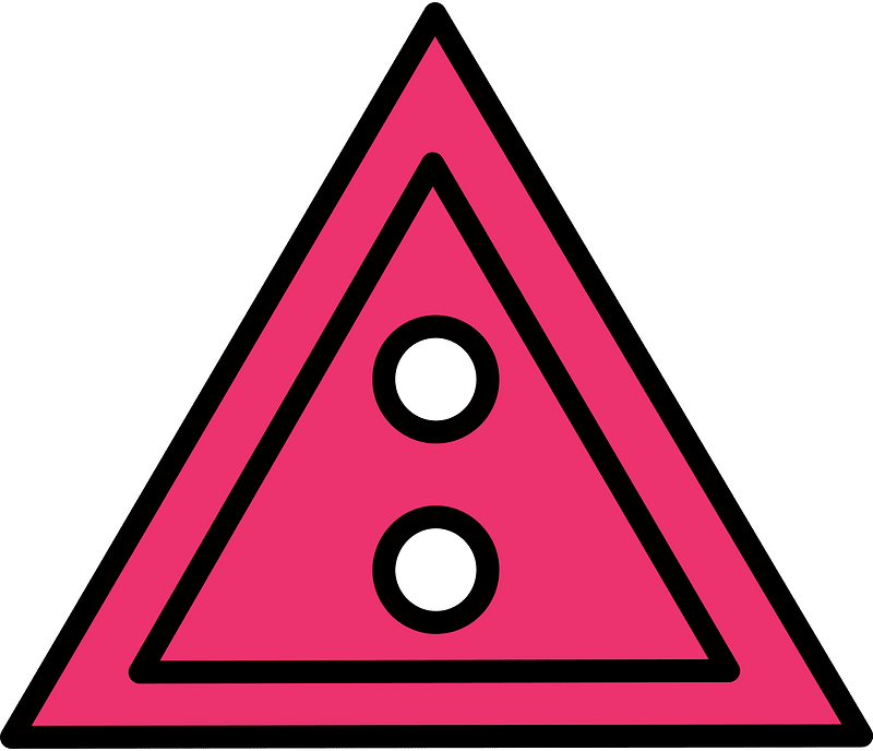Pink triangular button with two holes