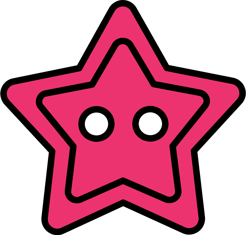 Pink star-shaped button with two holes