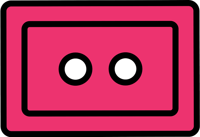 Pink rectangle button with two holes