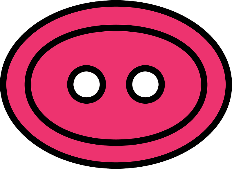 Pink oval button with two holes