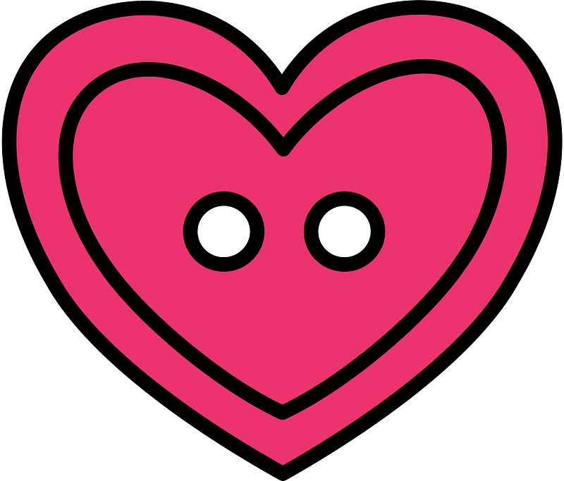 Pink heart-shaped button with two holes