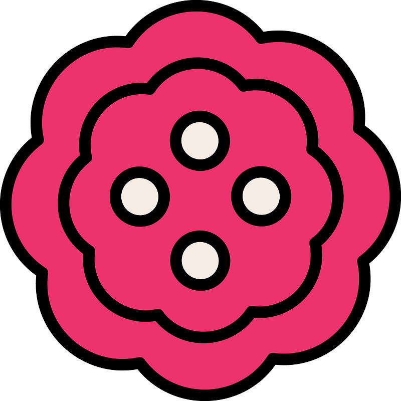 Pink flower-shaped button with four holes