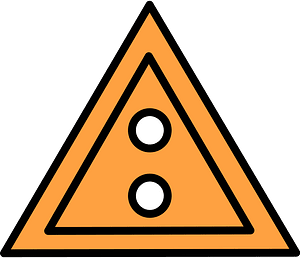 Orange triangular button with two holes