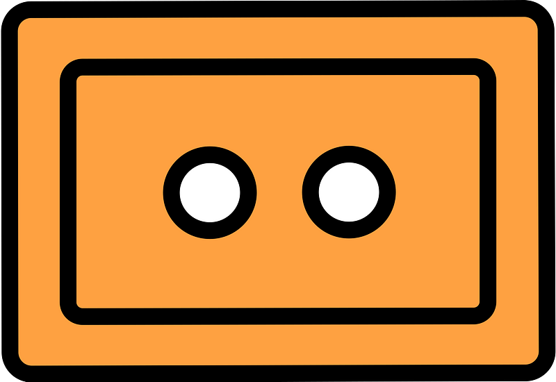 Orange rectangle button with two holes