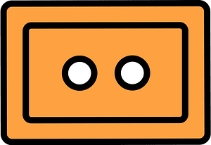 Orange rectangle button with two holes