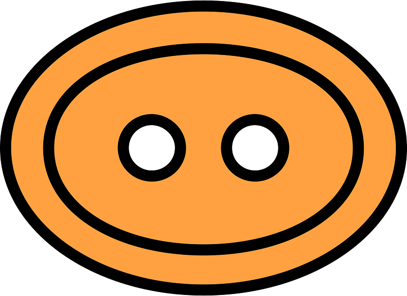 Orange oval button with two holes