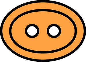 Orange oval button with two holes
