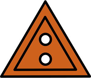 Orange-Brown triangular button with two holes