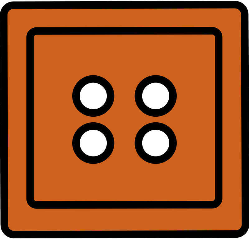 Orange-Brown square button with four holes