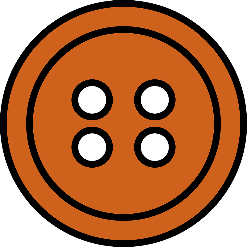 Orange-Brown round button with four holes